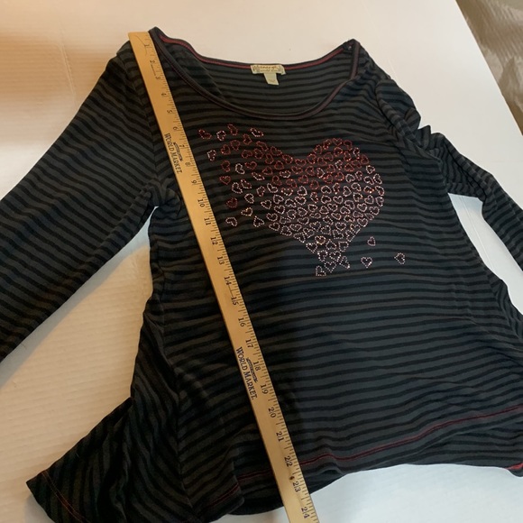 Energe' World Wear Striped shirt with cute hearts 💕 size L - Picture 8 of 10